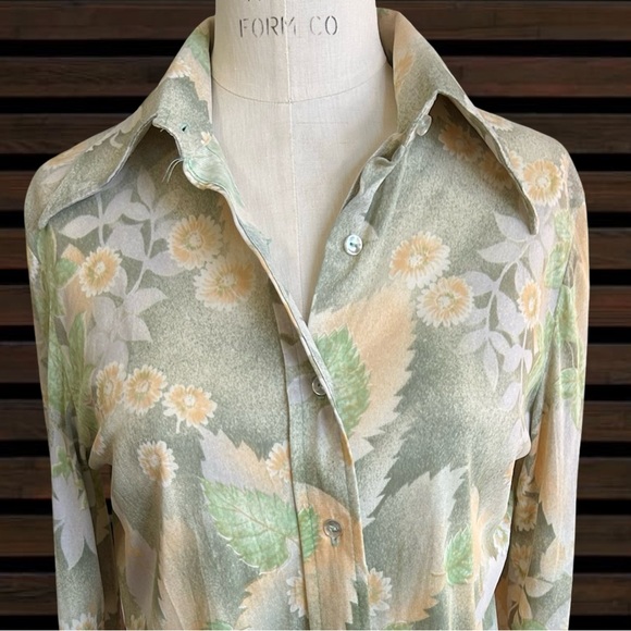 Vintage 'Shirt Accent' Brand Floral Print Pointed Collar Women's Small 1970s - Picture 3 of 8